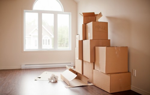 Carefully packed belongings in boxes